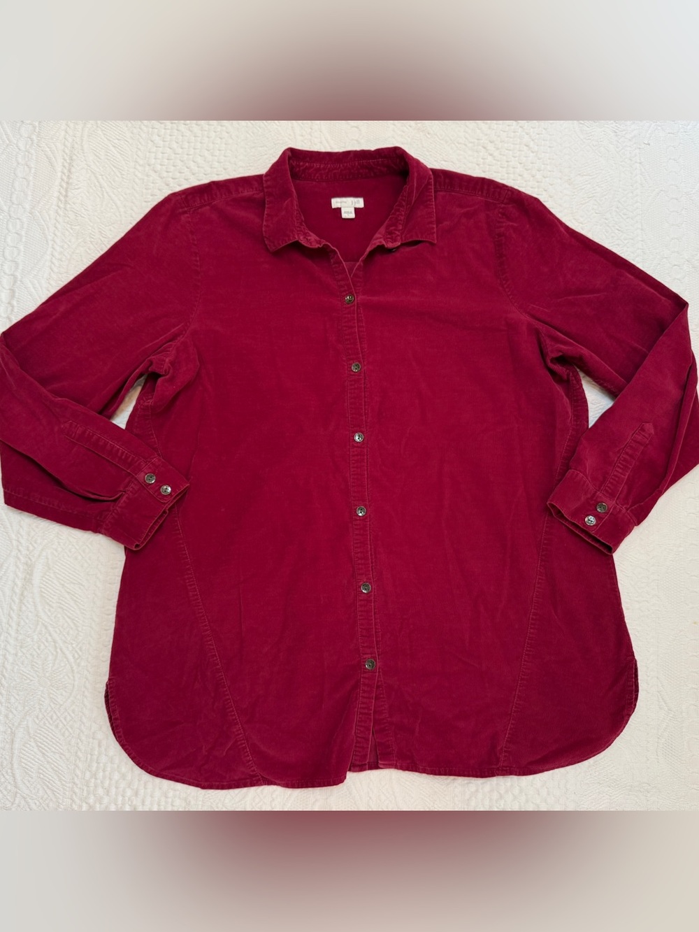 J Jill Red Corduroy Button Down Collared Corduroy Shirt Women’s Size Large L